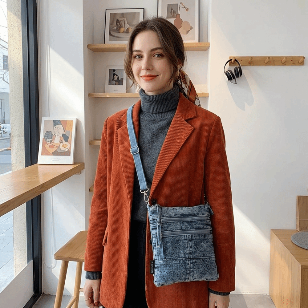 Shoulder Bag Structured - New Denim Shoulder Bag Three-Layer Structure