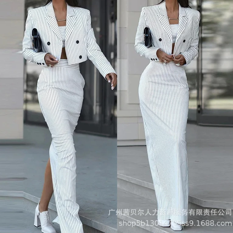 Striped Blazer Coat & Slit Ski - đánh giá và giá Pencil Skirt Midi