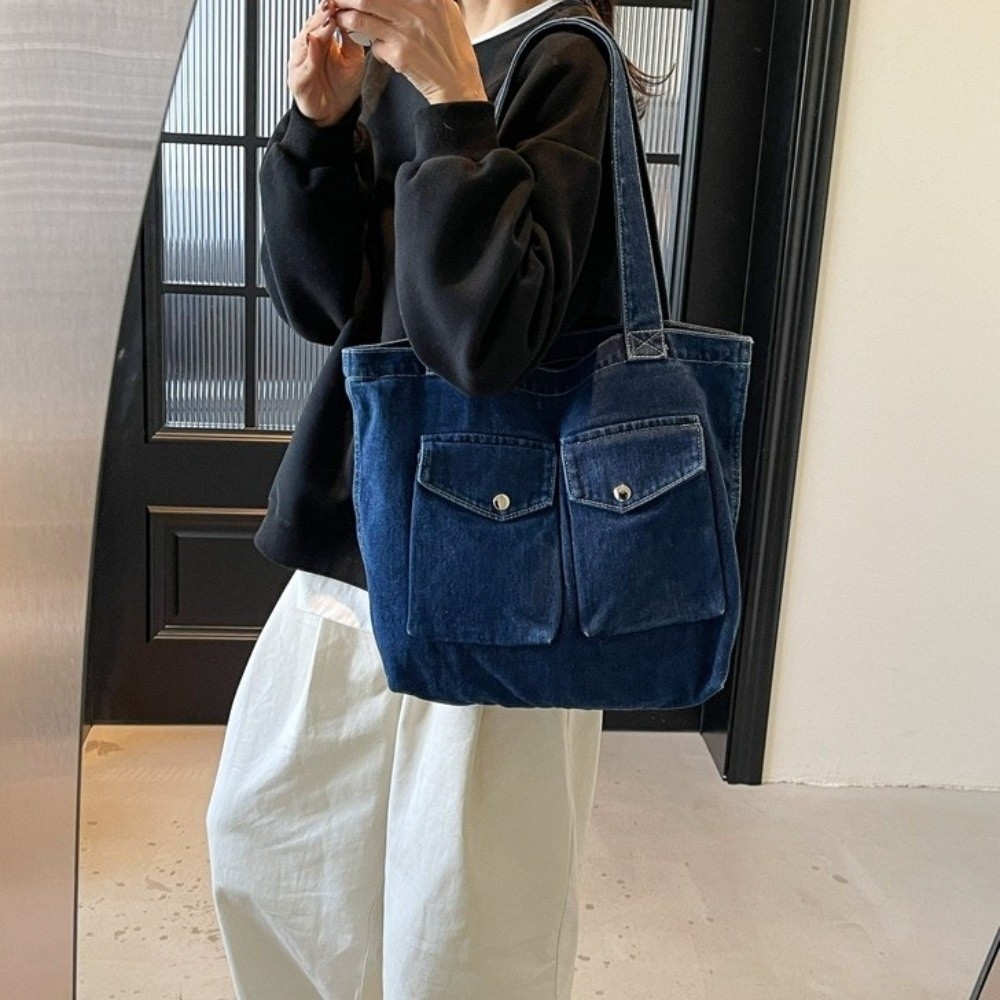 Large Capacity Denim Shoulder  - đánh giá và giá Shoulder Bag Structured