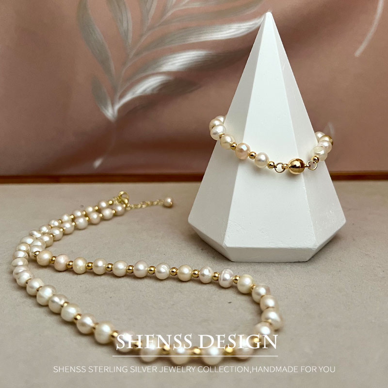 Classic Temperament Natural 5- - đánh giá và giá Pearl Necklace Set