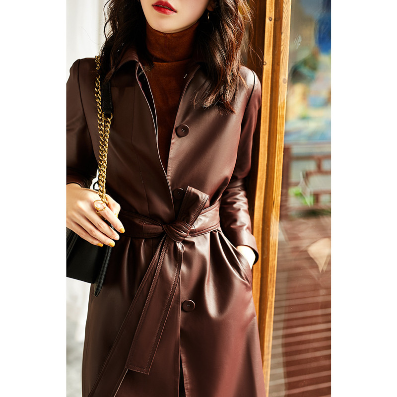 Women's Large Size Leather Coa - đánh giá và giá Trench Coat Formal