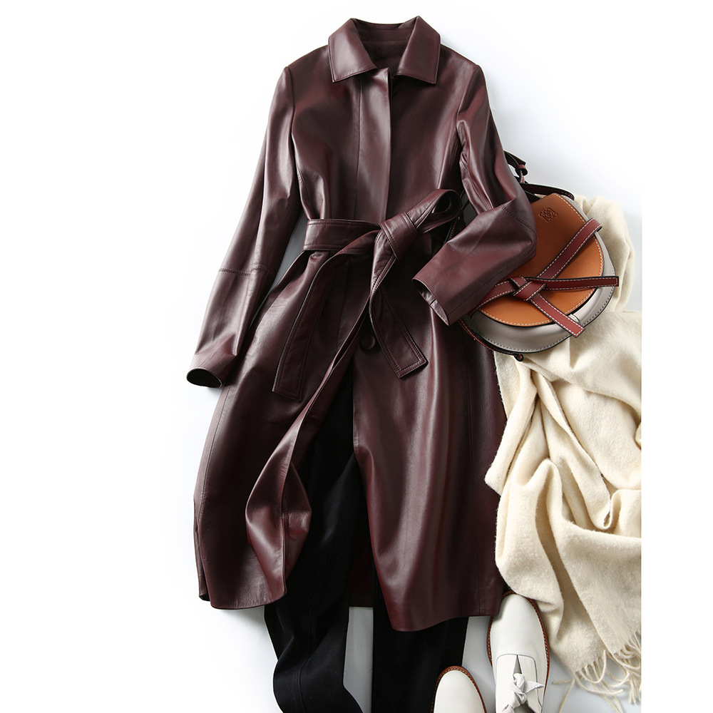 Women's Large Size Leather Coa - đánh giá và giá Trench Coat Formal