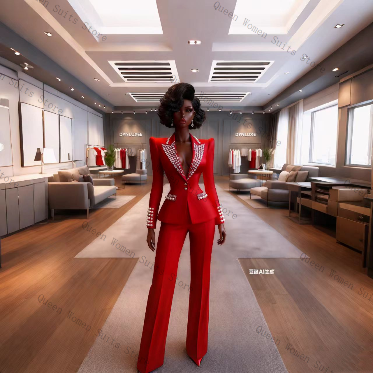 Pearls Red Women Suit Pants Se - đánh giá và giá Women Formal Wear Coat
