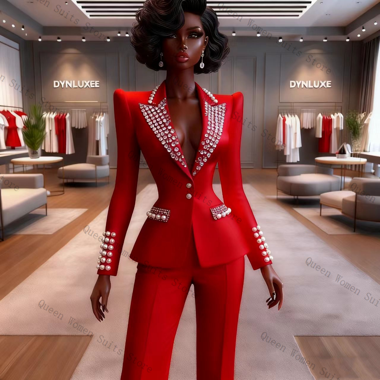 Pearls Red Women Suit Pants Se - đánh giá và giá Women Formal Wear Coat