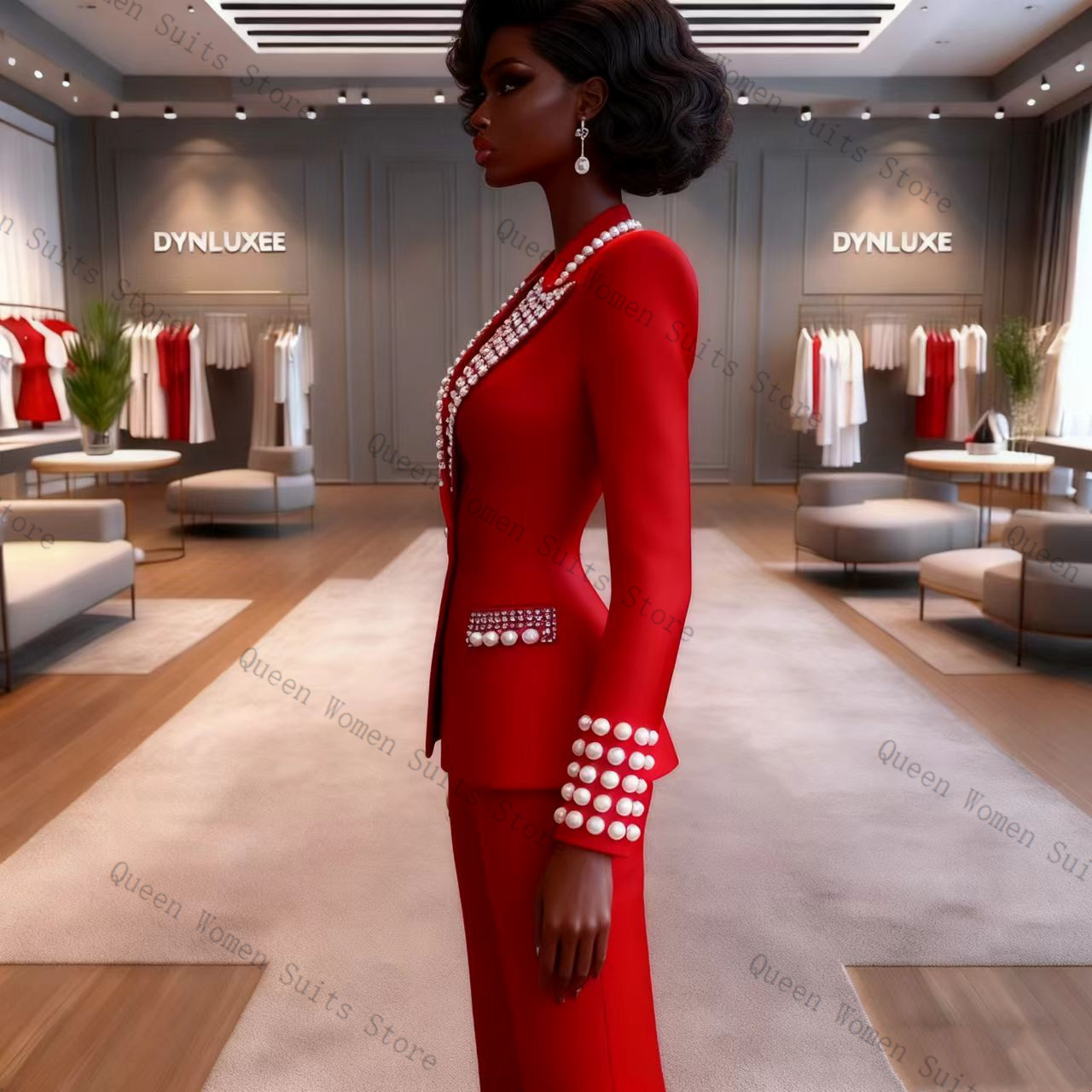 Pearls Red Women Suit Pants Se - đánh giá và giá Women Formal Wear Coat