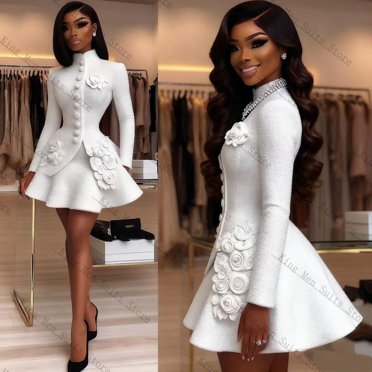 Luxury White Women Suit Set 2  - đánh giá và giá Women Formal Wear Coat