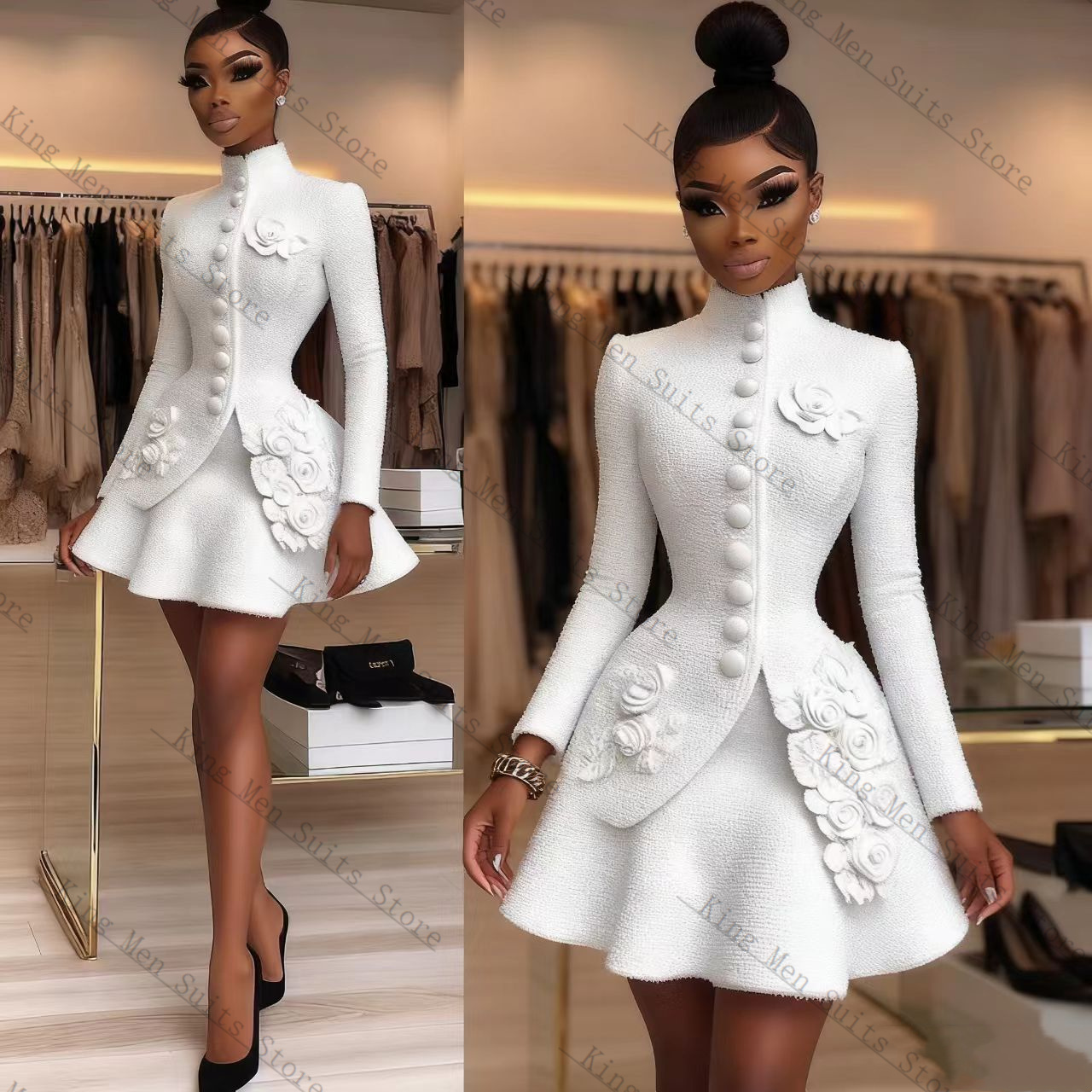Luxury White Women Suit Set 2  - đánh giá và giá Women Formal Wear Coat