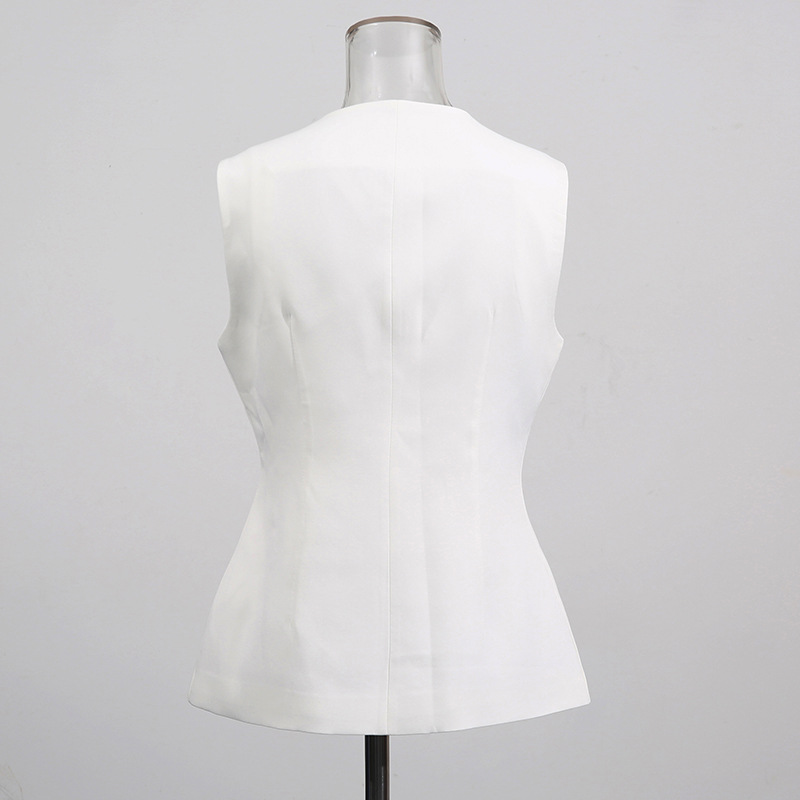 White O-neck Vest Golden Speci - đánh giá và giá Women Formal Wear Vest