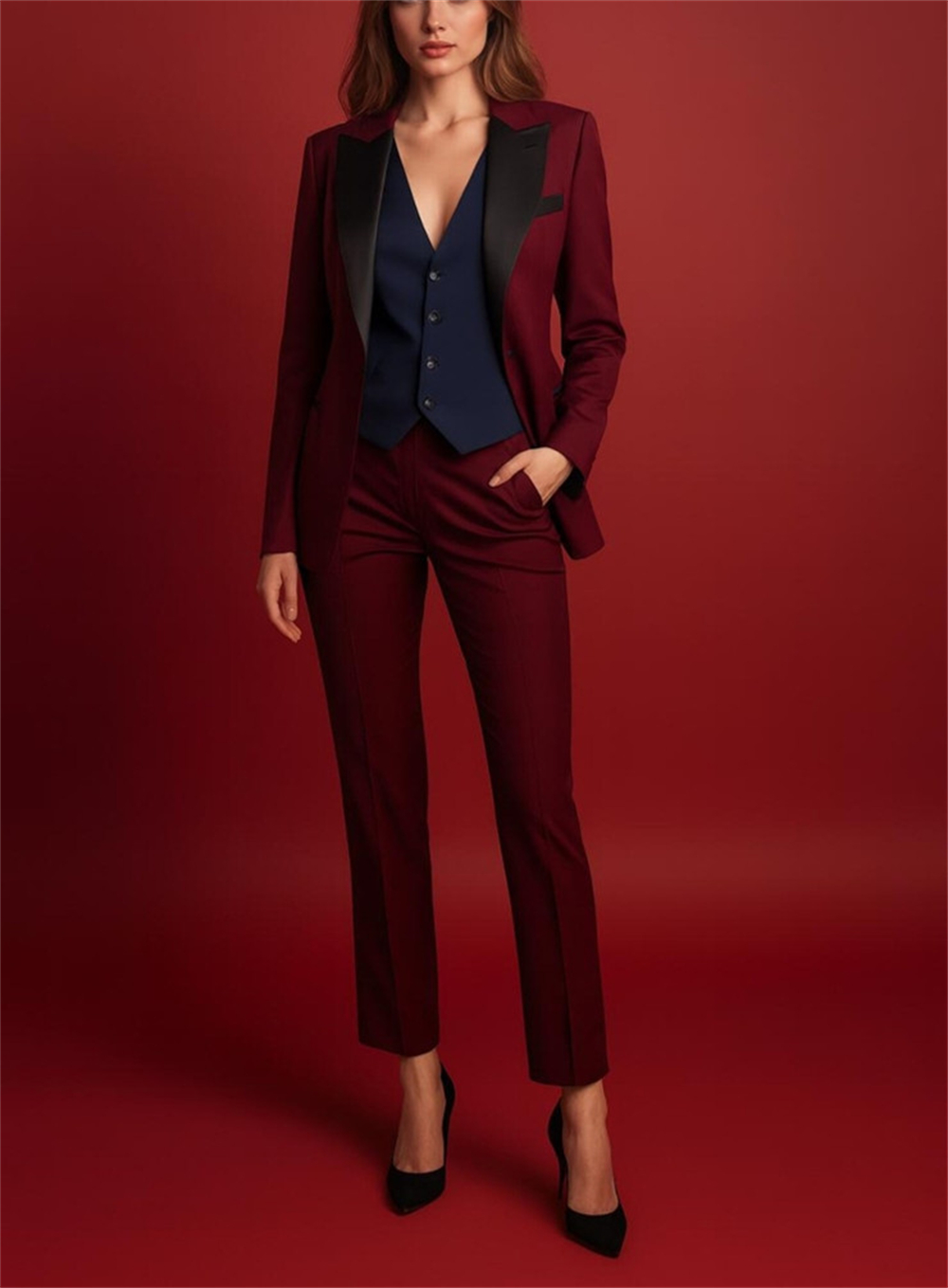 Elegant Burgundy Women's Suits - đánh giá và giá Women Formal Wear Vest