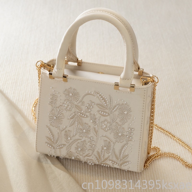 Embroidered Pearl Handbag Vint - đánh giá và giá Shoulder Bag Structured