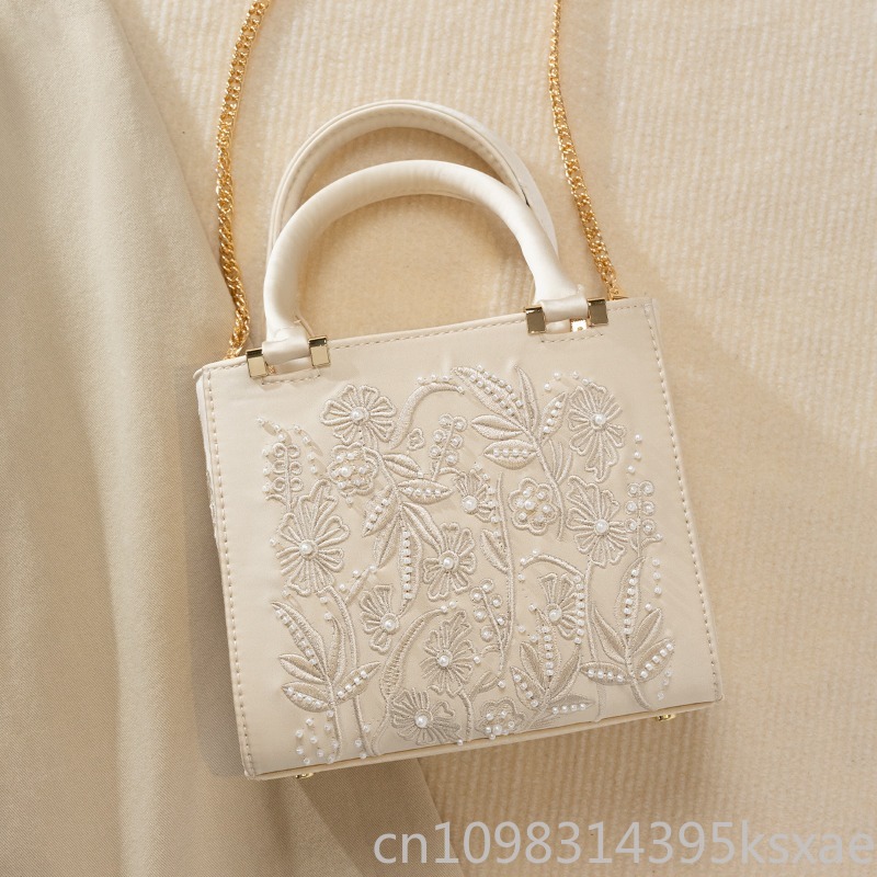 Embroidered Pearl Handbag Vint - đánh giá và giá Shoulder Bag Structured