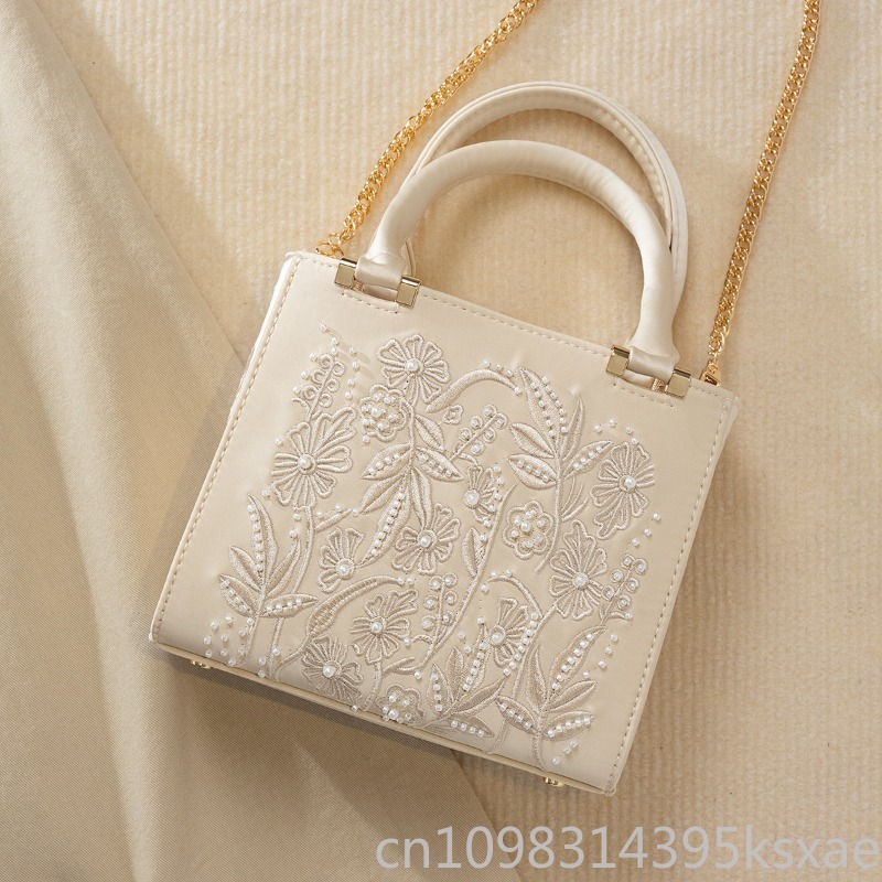 Embroidered Pearl Handbag Vint - đánh giá và giá Shoulder Bag Structured