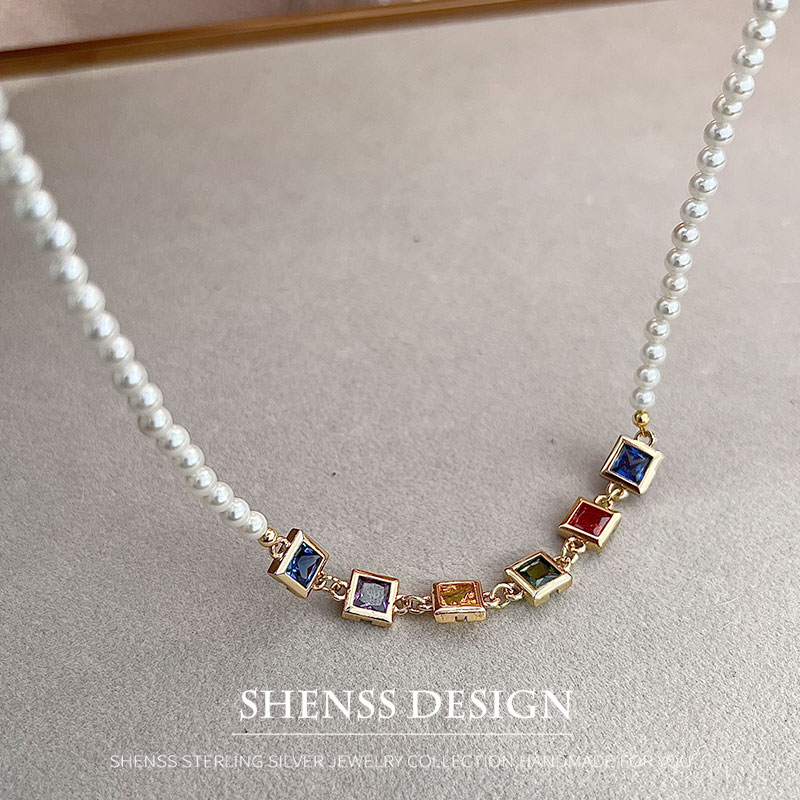 Imitation Pearl Square Zircon  - đánh giá và giá Pearl Necklace Set
