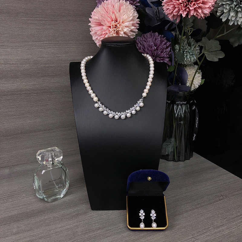 one Set freshwater pearl white - đánh giá và giá Pearl Necklace Set
