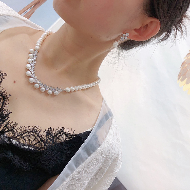 one Set freshwater pearl white - đánh giá và giá Pearl Necklace Set