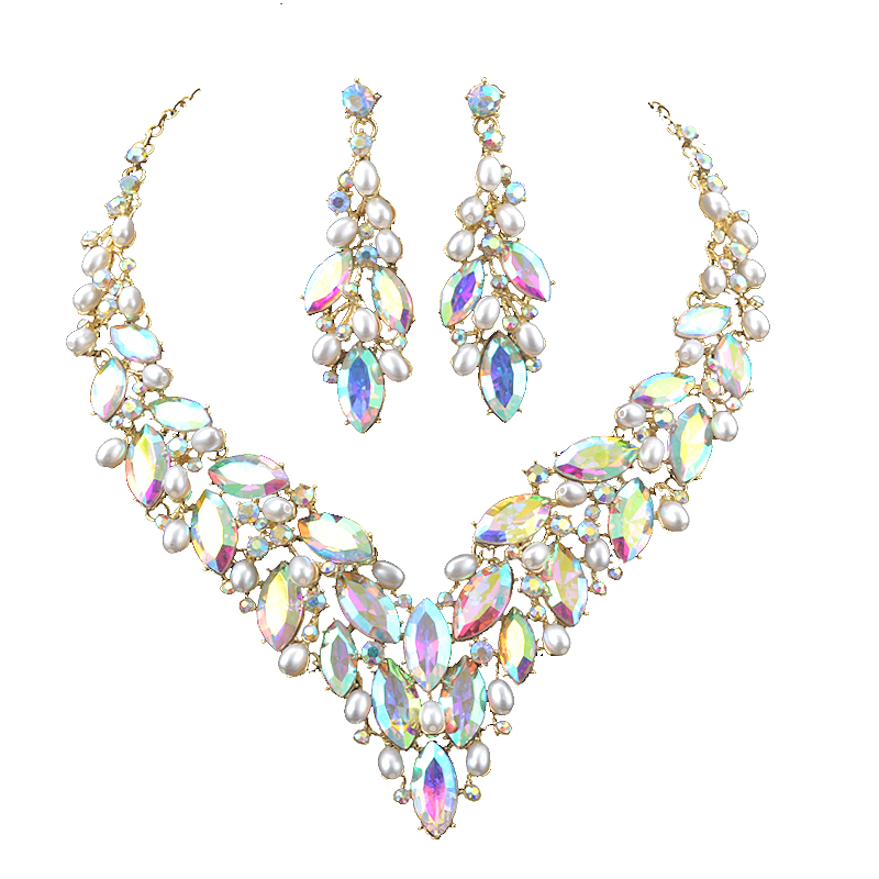 Delicate Golded Pearl Crystal  - đánh giá và giá Pearl Necklace Set