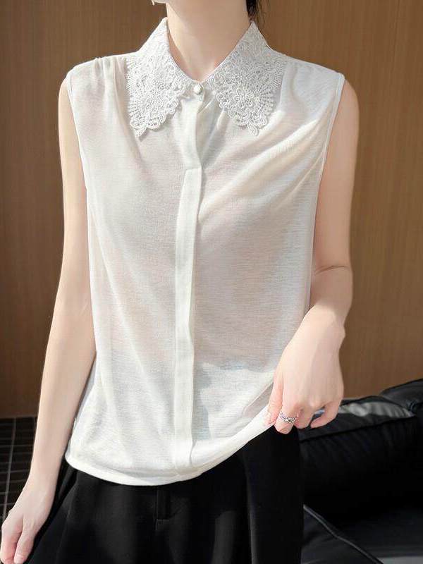 Lace Trim No Sleeve Knitted Sh - đánh giá và giá Women Formal Wear Vest