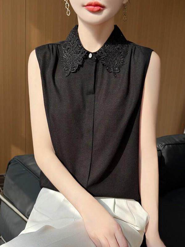 Lace Trim No Sleeve Knitted Sh - đánh giá và giá Women Formal Wear Vest