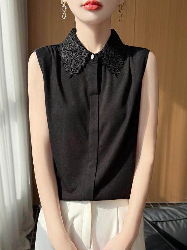 Lace Trim No Sleeve Knitted Sh - đánh giá và giá Women Formal Wear Vest
