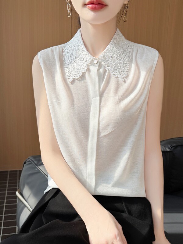Lace Trim No Sleeve Knitted Sh - đánh giá và giá Women Formal Wear Vest